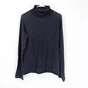 Krimson Klover 100% Wool Striped Turtleneck Sweater Black Purple Women's Size XL - Picture 1 of 5