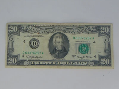 $20 FEDERAL RESERVE NOTE 1963 A BANK OF CLEVELAND (D4) D63376257A - Image 1 of 2