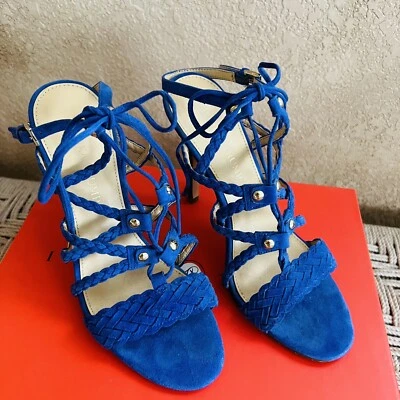 IVANKA TRUMP SANDALIA AZUL GAMUZA TIRAS MUJER TALLA 8 TACONES GAMUZA AZUL MENTA Foto 1 de 4