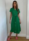 Brand New Monsoon Apple Green Button Through Belted Short Sleeve Dress Size 8-20