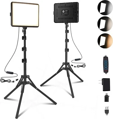 2-Pack LED Photography Lighting Kit, Arsoer 15W Bi-Color Video Light Kit, 2800 - Image 1 of 4