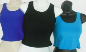 Shelf Lined Tank Top Matte Spandex Dance Crop Ch/ladies many colors WolffFording - Picture 1 of 12