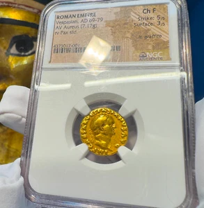 ROMAN EMPIRE "VESPASIAN" 69AD AUREUS NGC CH F 5X3 ANCIENT GOLD COINS CAESAR - Picture 1 of 24