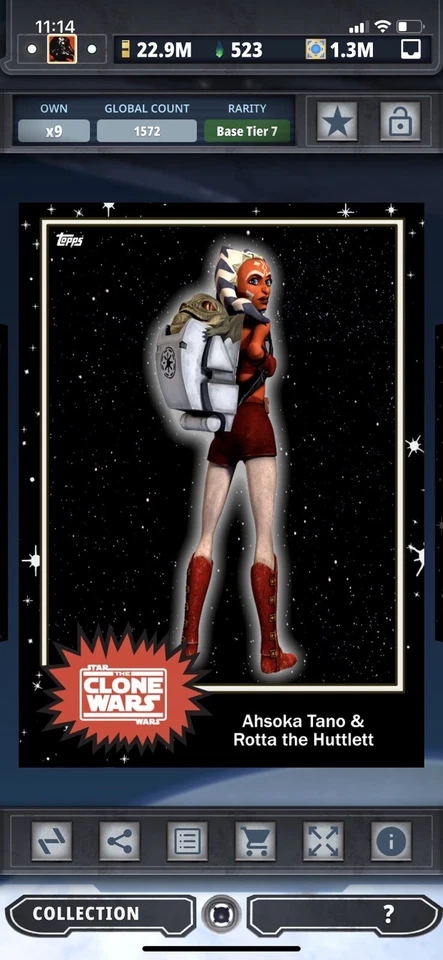 Topps Star Wars Digital Card Trader Tier 7 - Black Ahsoka Tano & Rotta S4 Base - Image 1 of 1
