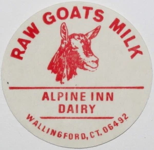 Vintage milk bottle cap ALPINE INN DAIRY Raw Goats Milk Wallingford Connecticut - Picture 1 of 2