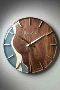 Classical Wooden Epoxy Resin Wall Clock - Picture 1 of 4