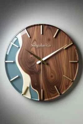 Classical Wooden Epoxy Resin Wall Clock - Image 1 of 4