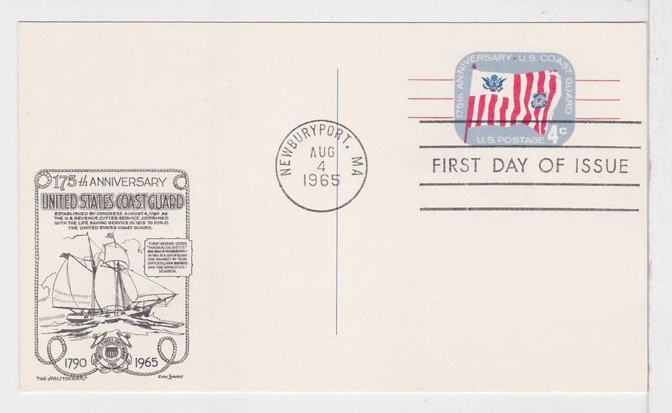 TurtlesTradingPost- Coast Guard Anniversary #UX52- 1965- FDC Aristocrats Cachet - Image 1 of 1
