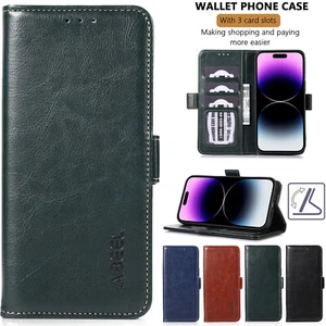 PU Leather Case For iPhone 16 Pro Max 15 14 13 12 Phone Wallet Flip Luxury Cover - Picture 1 of 43