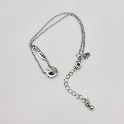 Collar Lia Sophia ACHIEVE 15-18" Plata Fortuna Galleta Dije Foto 1 de 4