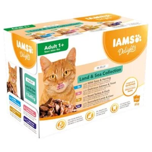 IAMS Delights Land & Sea Collection In Jelly Digestive Adult Wet Cat Food 48x85g - Picture 1 of 5