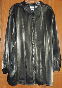 Silky Shimmering Long Sleeve TR Bentley Plus 31" Deep Green Tunic Blouse Top 20W - Picture 1 of 8