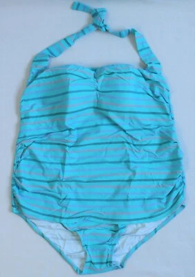 Traje de baño PregO Maternity para mujer XL a rayas sin mangas de una pieza turquesa Foto 1 de 4