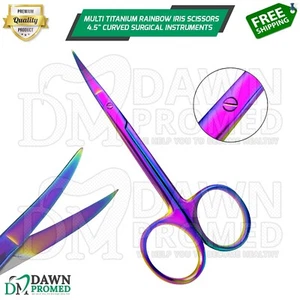 Multi Titanium Rainbow Iris Scissors 4.5" Curved Surgical Instruments German Gr - Picture 1 of 9