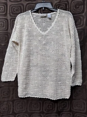 MIXIT TALLA MEDIANA CROCHET TOP PUNTO RAMIO Y ALGODÓN MANGA LARGA L.BEIGE NUEVO NO... Foto 1 de 4