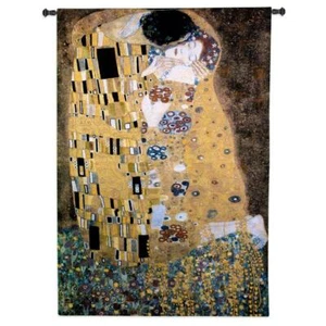 53x76 Gustav Klimt KISS Woman Fine Art Tapestry Wall Hanging - Picture 1 of 1