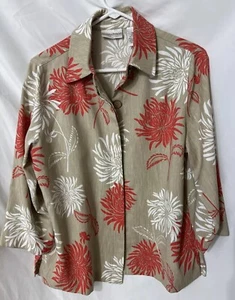 Drapers & Damon’s Tropical Button Up Short Khaki Color Collared Sz M - Picture 1 of 9