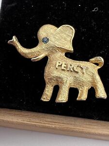 Vintage Percy Elefant Brosche Strass Republikaner Illinois Senatskampagne '66