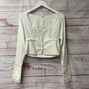 Free People Joi Eyelet Crop Bluse weiß Gr. M NEU WS- 113 - Bild 1 von 12