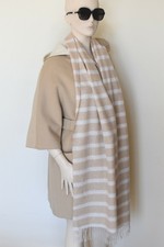 MAX MARA Weekend,  Striped 100% CASHMERE Scarf  in Beige