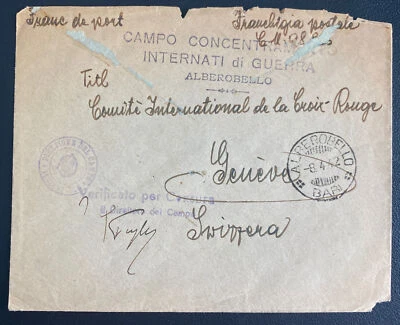 1942 Alberobello Italy Concentration Camp Cover to Red Cross Geneva Switzerland - Image 1 of 2