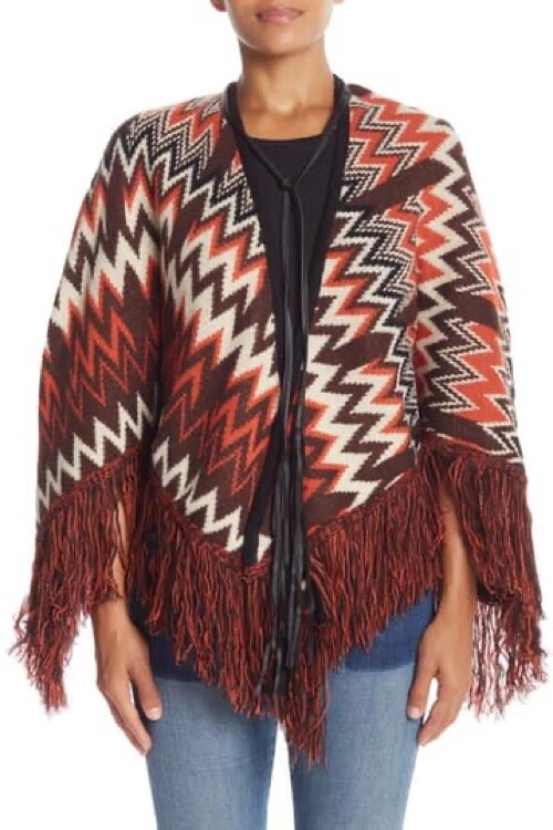 Poncho de mujer Vertigo con flecos L-XL marrón Foto 1 de 4