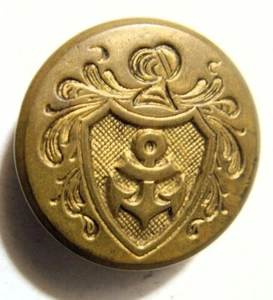 1800s antique 23 mm metal Navy anchor shield uniform tin back button 54115 - Picture 1 of 4