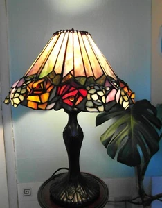 Utterly Stunning Tiffany Style 22" Tall Table Lamp - Leaded Stained Glass Shade - Picture 1 of 9