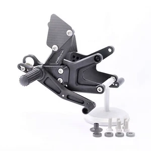 MG Biketec Rearset Kit Black Fixed Footpegs TRIUMPH Street Triple 765 2017-2023 - Picture 1 of 11