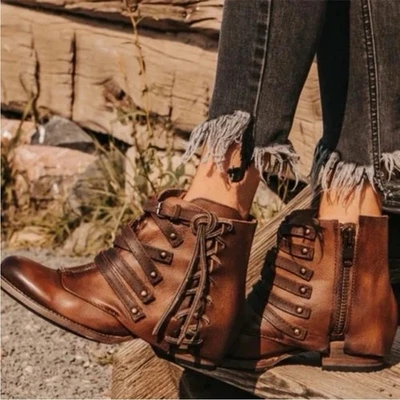 Botas de Moto Freebird Limerick Cuero Marrón Western Tobillo Tachonado Talla 7 Usadas en Excelente Condición Foto 1 de 4