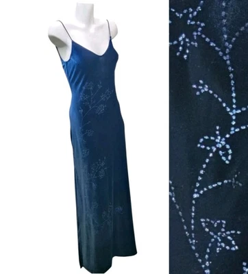 Rampage бархата бак платье женщин средний темно-синий цветочный Y2k омбр прихотливый эластичной - Изображение 1 из 4