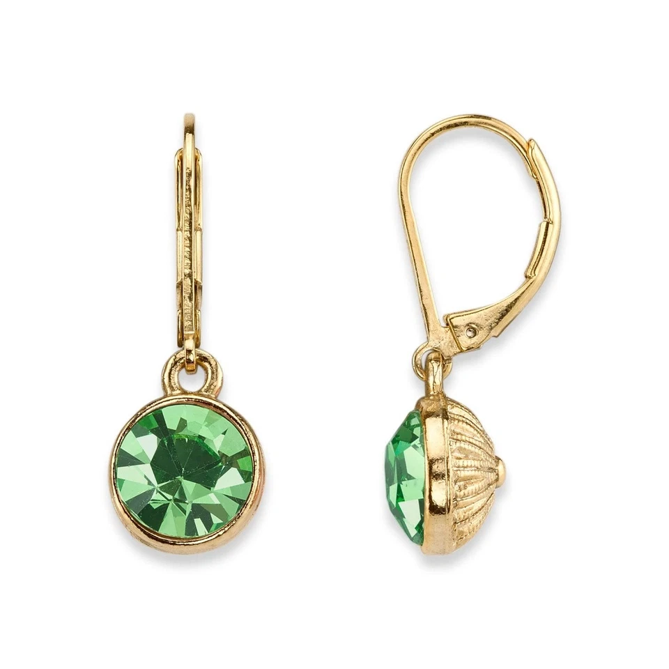 Pendientes colgantes facetados verde claro sumergidos oro 14K "Best Of Times" 1928 Foto 1 de 1