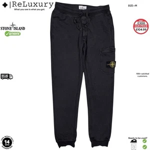 Stone Island Cargo Joggers Mens Black Cotton Plain Bottoms Trousers Sweatpants M - Picture 1 of 6
