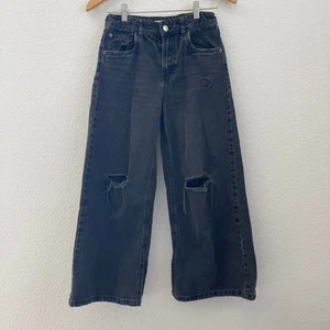 Zara Black Kids Distressed Jeans Size 13-14 Adjustable Waistline Pre-loved - Picture 1 of 11
