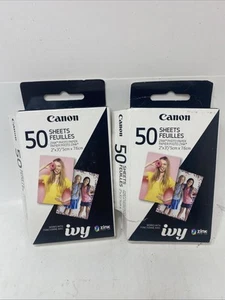 50 Sheets Canon 2”x 3” ZINK Photo Paper Sticky Back Canon Ivy Printer - 2X Lot - Afbeelding 1 van 4