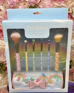 Care Bears X Impressions 6 Piece Frosted Brush Set W/ Rolled Up Make Up Bag RARE - Picture 1 of 3