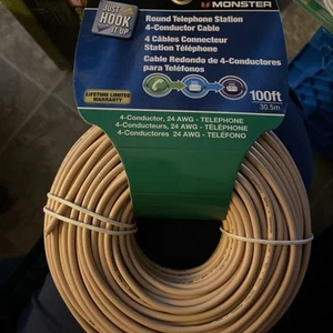 Monster 140088-00 Just Hook It Up Round Telephone Station Cable 100 ft. T052 - Zdjęcie 1 z 3
