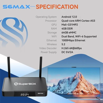 2025 Updated Black Superbox S6 PRO TV Box Newest Product Model Shipping FAST Air - Image 1 of 4