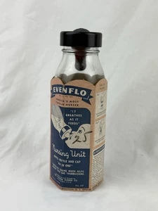 Vintage Evenflo Glass Baby Bottle Nursing Unit w/Label & Nipple 1948 Pyramid - Picture 1 of 8