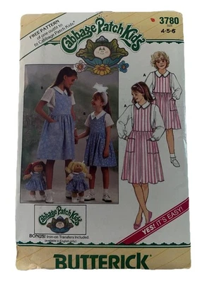 Butterick 3780 Cabbage Patch Girls Jumper Shirt Sewing Pattern Size 4-5-6 - Image 1 of 2