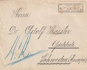 ARGENTINIEN: Einschreiben mit Rückschein nach Schweden 1903, arr.canc. Selten - Bild 1 von 2