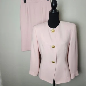 PSI Damen Vintage 2-teiliges Jacke Rock Set rosa gefüttert Gr. 8 Schulterpolster Mängel - Bild 1 von 21