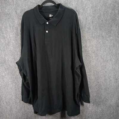 Harbor Fit By DXL Rugby Shirt Mens 5XL Black Pique Cotton Side Slit Casual - Image 1 of 4