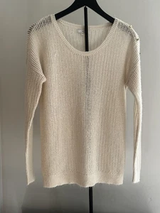 GAP Damen Elfenbein Pullover Rundhals Langarm Pulli offen Strick Freizeit Gr. M - Bild 1 von 9