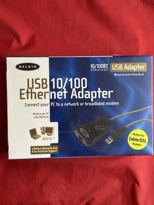 Adattatore Ethernet Belkin USB 10/100 nuovo sigillato - Immagine 1 di 4