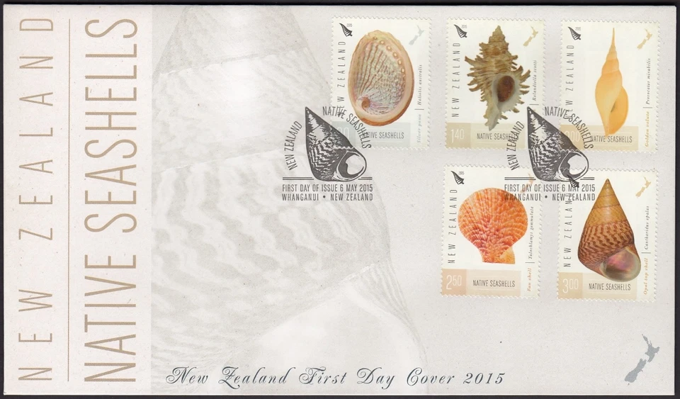 NEW ZEALAND 2015 Native Seashells, Set of 5 on FDC - Image 1 of 1