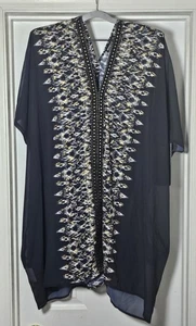 Miraclesuit Caftan Swim Cover-up Black/White/Gold Size Small NEW - Picture 1 of 6