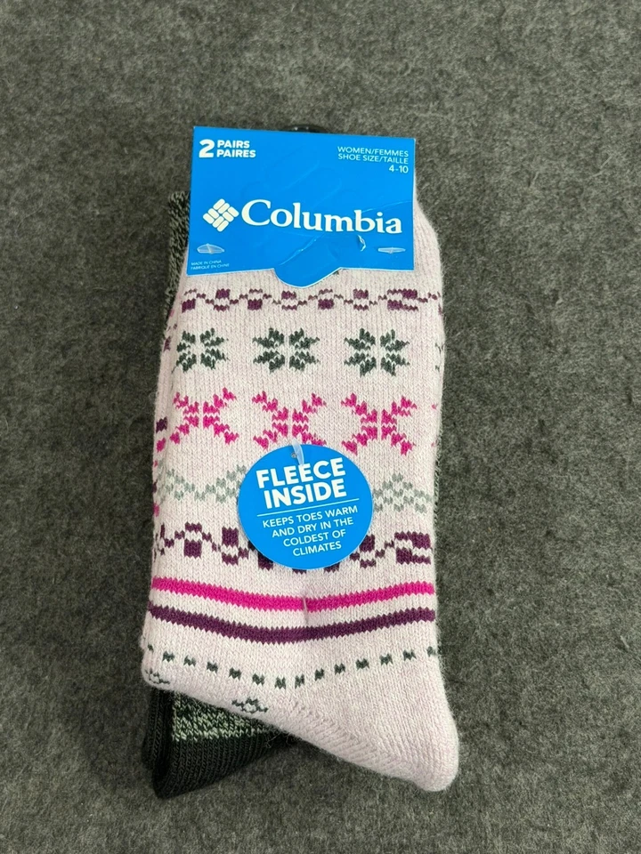 Calcetines térmicos Columbia para mujer de lana Fair Isle 2 pares de zapatos talla 4-10 nuevos con etiquetas Foto 1 de 2