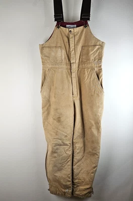 Vtg Lady WORK Brown Duck Canvas Bib Women sz M Insulated Utility Work Overalls - Image 1 of 4