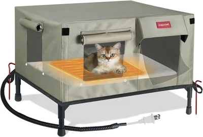 BRANDED Heated Outdoor Cat House Weatherproof&Insulated Feral Cat House Outdoor Cats She